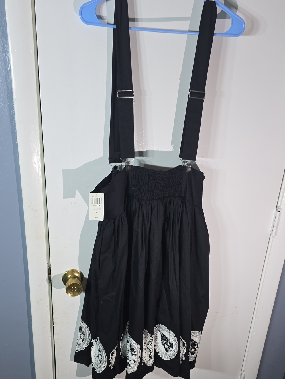 Black Suspender Skirt Dress with White Trim